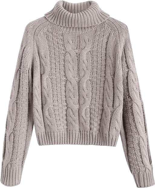 Turtleneck Cropped Cable Knit Sweater Turtleneck Sweater Png Sweater Png