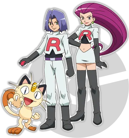 Jessie James And Meowth Of Team Rocket Pokemon Black And White Team Png Team Png