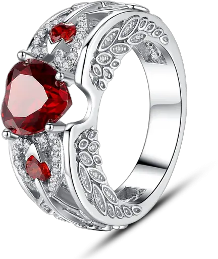 Angel Wing Heart Red Crystal Engagement Ring Engagement Rings With Angel Wings Png Red Ring Png