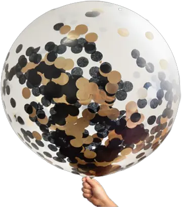 Rose Gold And Black Confetti Jumbo Balloon Balloon Png Gold Confetti Png