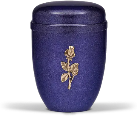 Cobalt Blue Mother Of Pearl Steel With Single Rose Brass Emblem Funeral Cremation Ashes Urn For Adult 717 Ceramic Png Ashes Png