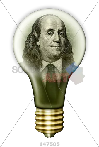 Stock Photo Of Money Light Bulb With Benjamin Franklin Incandescent Light Bulb Png Light Bulb Transparent Background