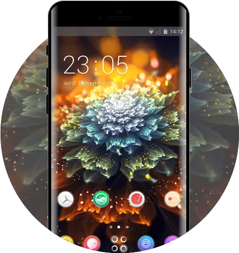Shiny Flower Free Android Theme U2013 U Launcher 3d Orange And Blue Background 4k Hd Png Shiny Icon