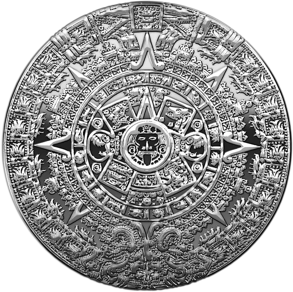 Silver Mayan Mayan Aztec Calendar White And Gold Png Aztec Calendar Png