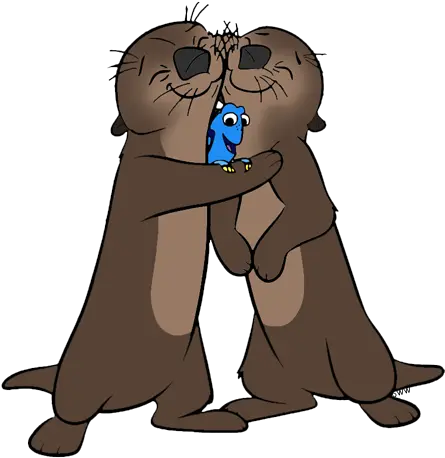 Download Hd Png Royalty Free Library Clip Art Disney Galore Otters Hugging Finding Dory Dory Png