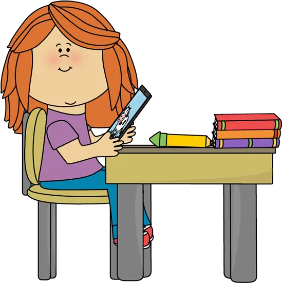 Technology Kids Clip Art School Clipart Girl In Girl Sitting At Desk Clipart Png School Clipart Png