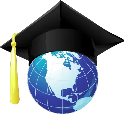 Download Hd Official Launch Of Planet Grad Globe With Graduation Hat On Globe Png Blue Graduation Cap Png