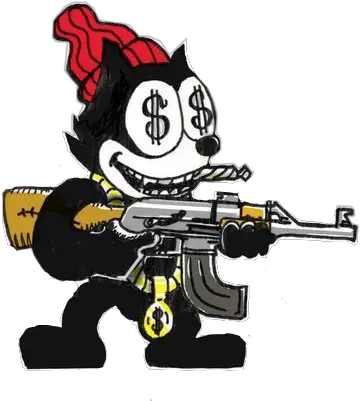 Black Tattoo Gun Anime Money Red Gold Chain Baddie Bada Hip Hop Cartoon Trap Png Tattoo Gun Png