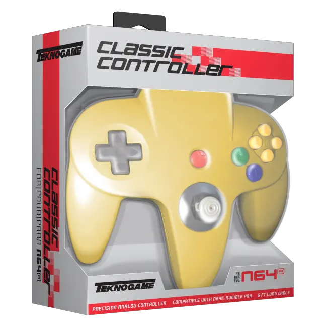 Teknogame N64 Wired Game Controller Yellow For Nintendo 64 System Teknogame N64 Controller Png Nintendo 64 Png