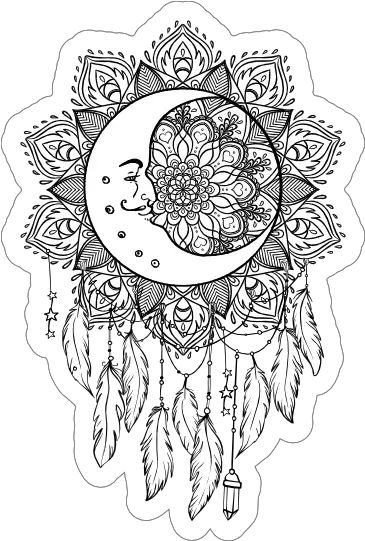 Fancy Dreamcatcher Mustache Moon Sticker Atrapasueños Para Pintar Png Dreamcatcher Icon