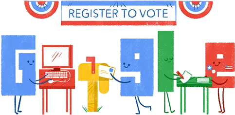 Google Doodle Tells You How To Register Vote Us Voting Registration Png Google Logo