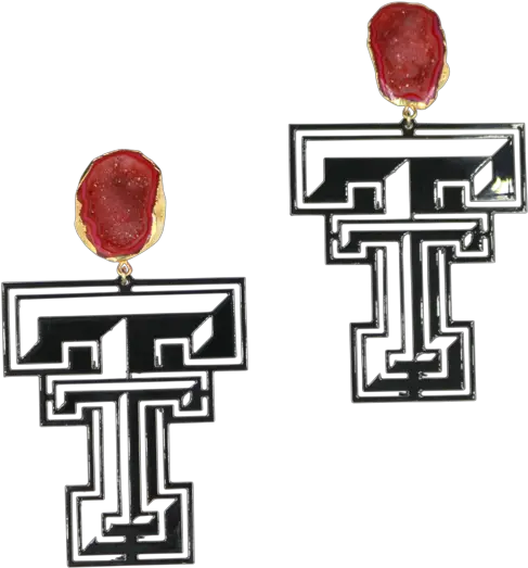 Texas Tech Black Logo Earrings With Red Geode Drawing Png Texas Tech Logo Png