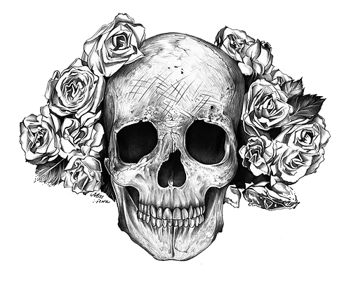 Download Transparent Skull Skull And Flowers Fb Cover Png Skull Png Transparent