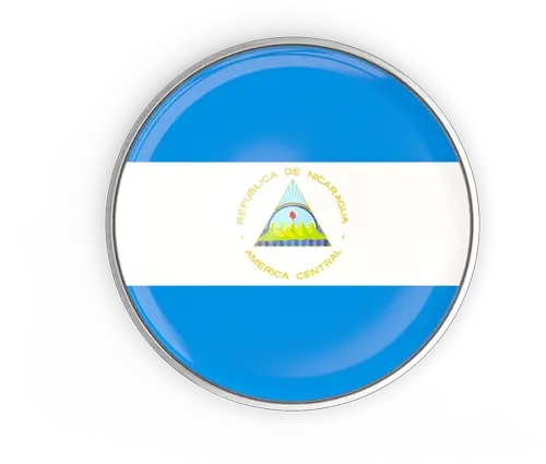 Round Button With Metal Frame Illustration Of Flag Nicaragua El Salvador Round Flag Png Round Button Icon