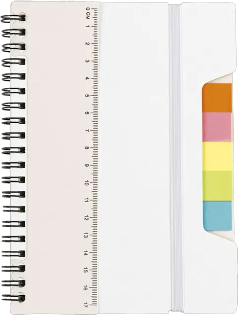 A5 Notebook With Sticky Notes And Ruler White Paper Png Transparent Sticky Notes