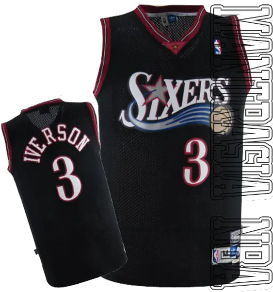 Philadelphia 76ers Iverson 3 Retro Black Number Png 76ers Png