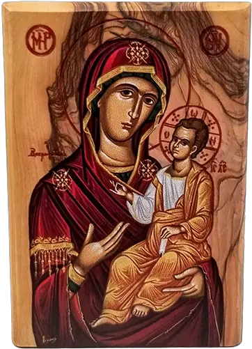 Virgin Mary Of Jerusalem Olive Wood Religious Item Png Mary Icon