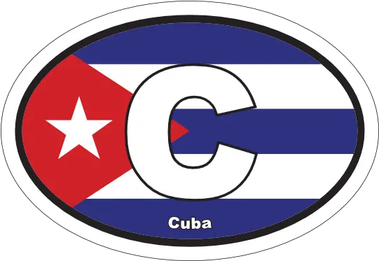 Cuba C Flag Oval Sticker Bandeira Mato Grosso Do Sul Png Cuban Flag Png