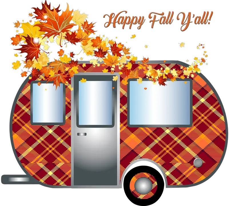 Autumn Camper Trailer Travel Fall Leaves Fall Leaves Hd Png Autumn Leaves Border Png