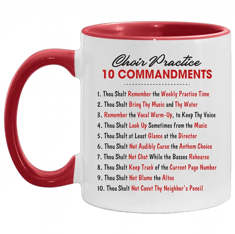 Choir Practice 10 Commandments Accent Mug Coffee Mug Funny Choir Gifts Funny Commandments To Live Png Ten Commandments Icon