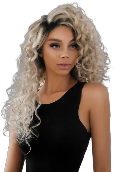 Curly Silk Top Platinum Blonde Rooted Ombre Full Lace Human Curly Png Transparent Wig