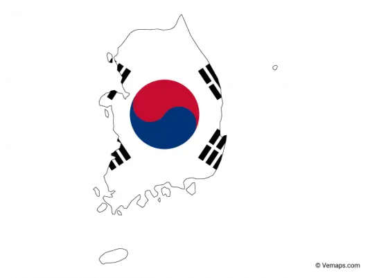 Map Vector Korea South Flag Flag South Korea Outline Png Korean Flag Transparent