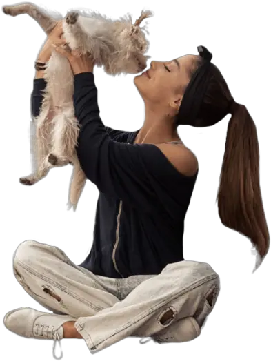 Ariana Grande Cuddling With A Cat Png Image Purepng Free Cat And Human Png Ariana Grande Png