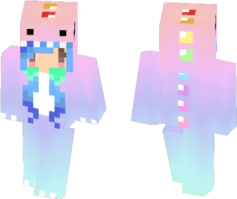 Pastel Rainbow Dinosaur Girl Minecraft Pastel Rainbow Minecraft Skin Png Pastel Rainbow Png