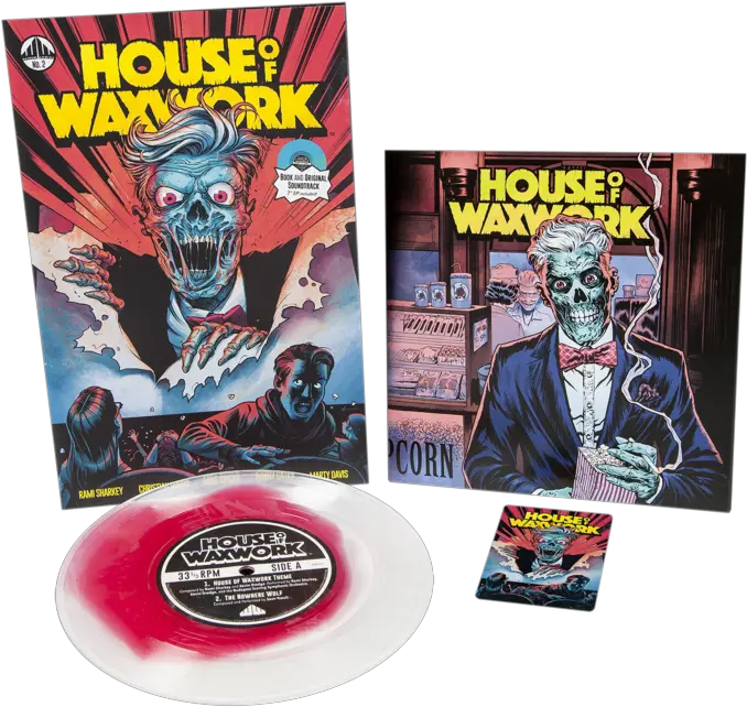 House Of Waxwork Issue 2 The Nowhere Wolf Comic With 7 Soundtrack Lp Vinyl Record Clear With Blood Puddle Coloured Vinyl Lp Record Png Blood Puddle Transparent