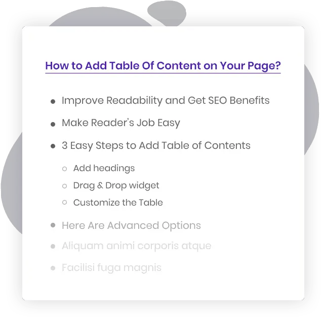 Add Table Of Contents In Elementor With Elementor Table Of Contents Png Table Of Content Icon