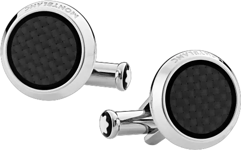 Montblanc Round Stainless Steel Carbon Fiber Inlay Cufflinks U2014 Style Of Zug Mont Blanc Cufflinks Png Carbon Fiber Png