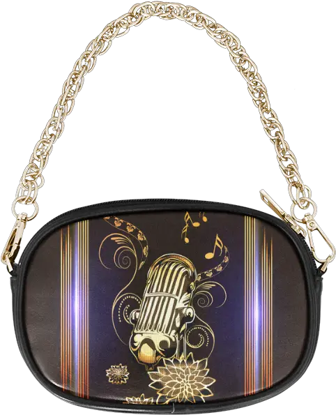 Download Music Golden Microphone Chain Purse Gold Star Handbag Png Gold Microphone Png