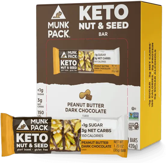 Peanut Butter Dark Chocolate Keto Nut U0026 Seed Bar 12 Pack Munk Pack Caramel Sea Salt Png 3g Icon Arrows