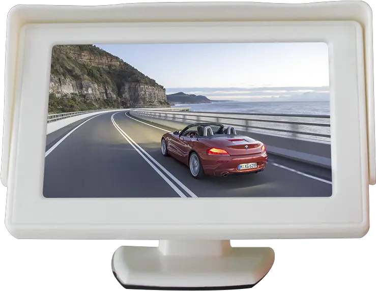 White Color Mini 43 Screen Lcd Monitor Cctv Car Rear View Sea Cliff Bridge Png Car Rear Png