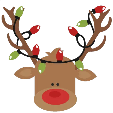 Christmas Lights Svg Cutting Files Reindeer With Christmas Lights Png Christmas Reindeer Png