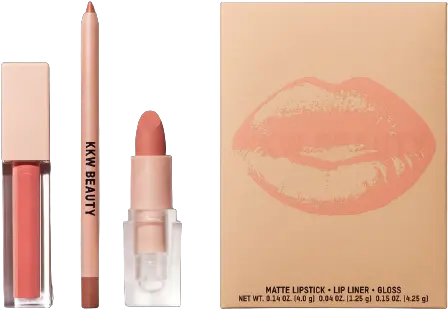 The Celebrity Beauty Looks You Need To Kkw Beauty 3 Piece Lip Set Png Huda Beauty Icon Lipstick