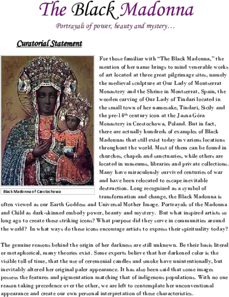 Pdf The Black Madonna Curatorial Statement Jennifer Barefoot Bubbly Png Our Lady Of Czestochowa Icon