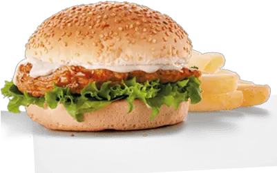 Menu Crumbed Chicken Burger Chips Png Burger And Fries Png
