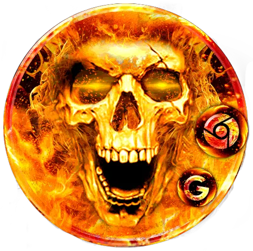 Scary Fire Skull Launcher Theme Live Hd Creepy Png Scary Chrome Icon Png