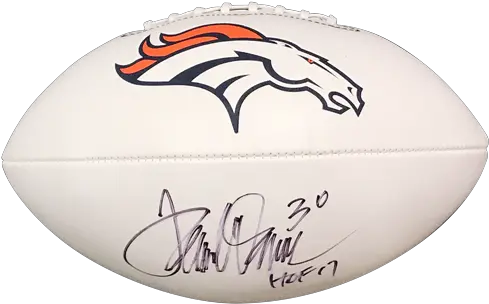 Terrell Davis Autographed Denver Broncos Logo Football W Hof 17 Jsa Denver Broncos Png Denver Broncos Logo Images