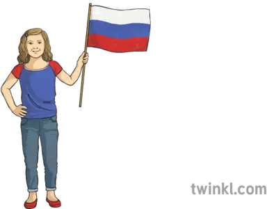 Girl With Russian Flag Illustration Russian Person Png Russian Flag Png