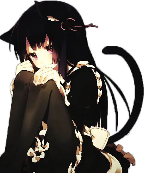 Anime Neko Girl Sad Png Image Black Haired Neko Anime Girl Sad Anime Girl Png