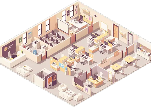 Cases Docksters Office Interior Isometric Png Office Building Png