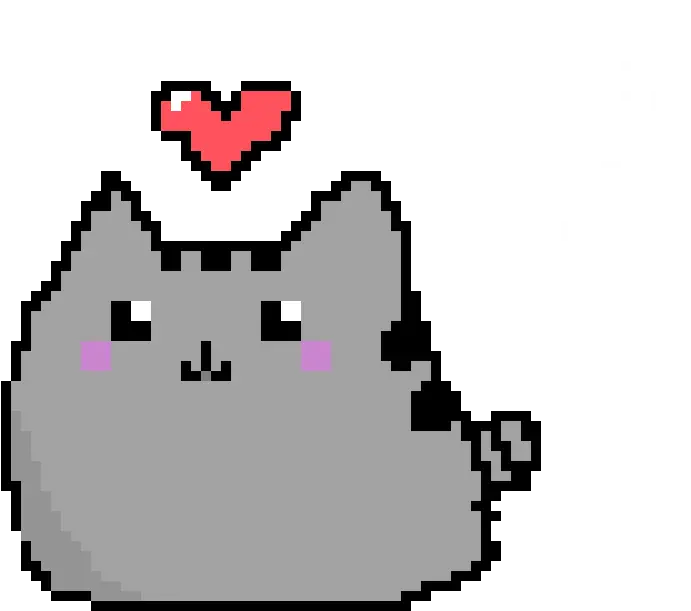 Download Pixel Art Pusheen U003c3 Pixel Cat With Heart Full Cat Png Pixel Pixel Heart Png