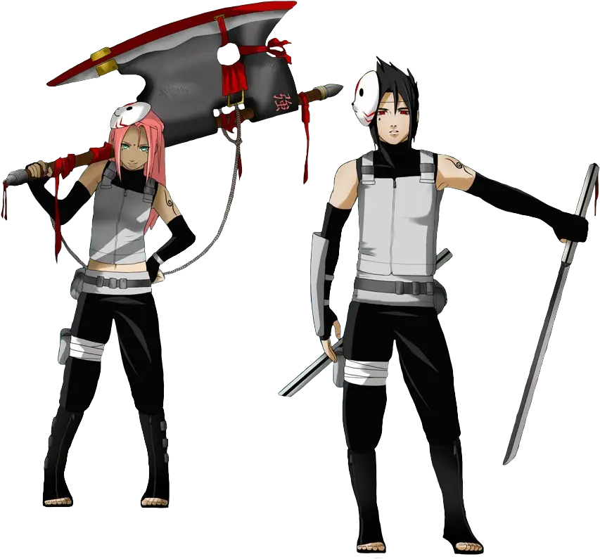 Sasuke And Sakura Anbu Render Naruto Anbu Sasuke And Sakura Png Sasuke Png