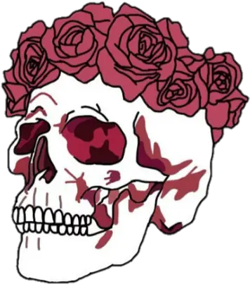 Red Roses Crown Outline Transparent Png Skull With Flower Crown Crown Outline Png