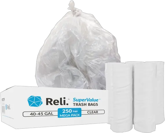 Reli Supervalue 40 45 Gallon Trash Bags 250 Count Bulk Clear Garbage Bags Tissue Paper Png Trash Transparent