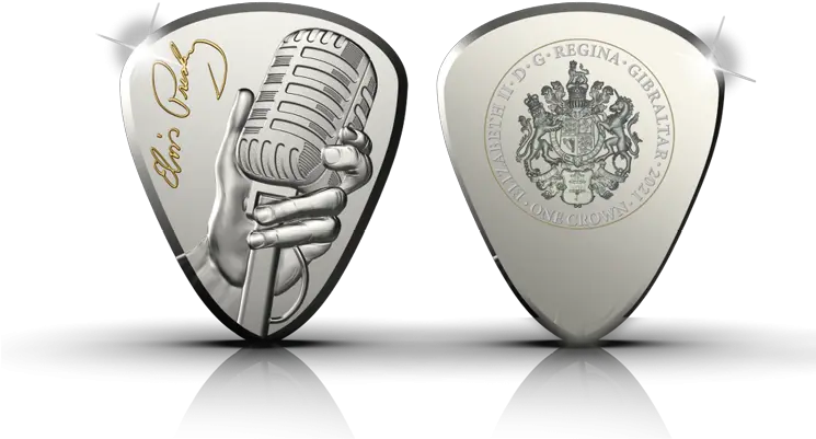 Elvis Presley U0027the King Of Rock N Rollu0027 Silver Plectrum Elvis Presley Silver Coin Plectra Png Elvis Icon