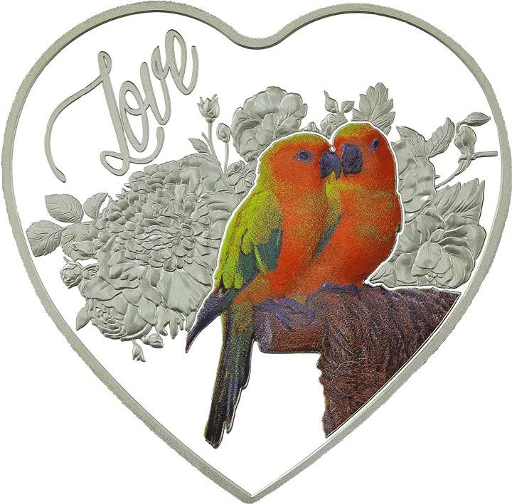2018 Love Birds Heart Shaped Silver Tokelau Coins Love Love Birds Images With Heart Png Silver Heart Png