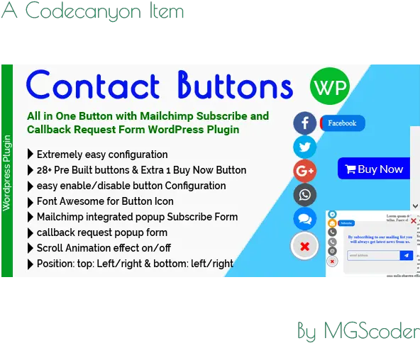 Contact Buttons U2013 All In One Button With Mailchimp Subscribe Vertical Png Fontawesome Facebook Icon